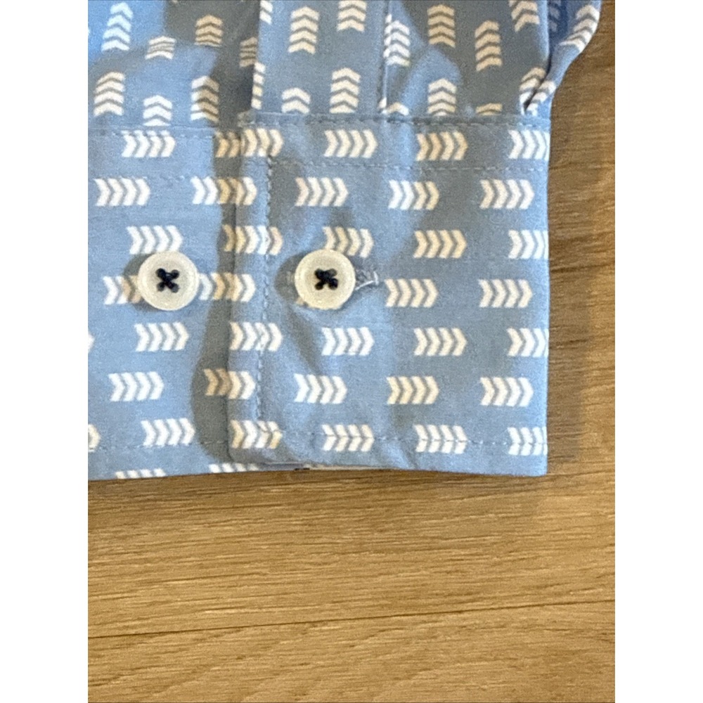 International Report Men's L Button Down Long Sleeve Shirt Blue White Geometric - Picture 5 of 11